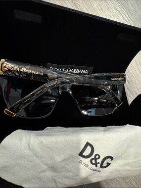 Dolce & Gabbana Black Sunglasses with Gold Accents